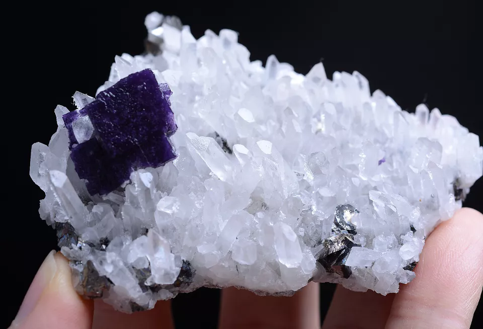 88g Natural Yi Purple FLUORITE &Arsenopyrite Mineral Specimen/Yaogangxian China