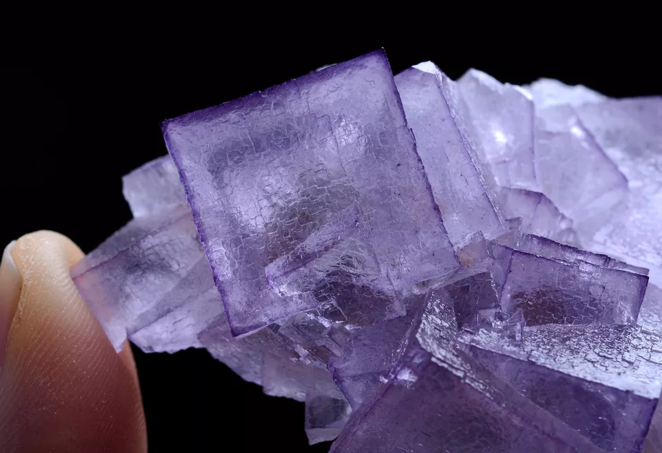 61g Natural Clear Purple Edge Fluorite Mineral Specimen /Guizhou China