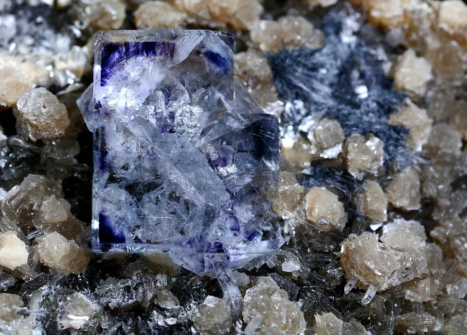 75gNatural Bismuthinite Purple FLUORITE &Dolomite Mineral Specimen/ Yaogangxian