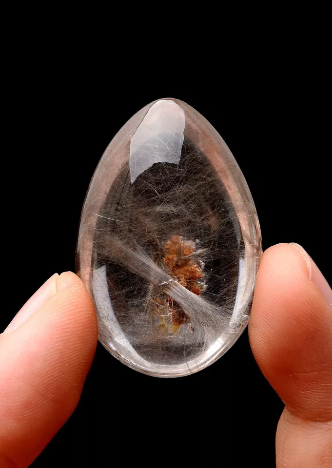 15.8g  Natural Beautiful Silver Rutilated Quartz Titanium Crystal WomanPendant