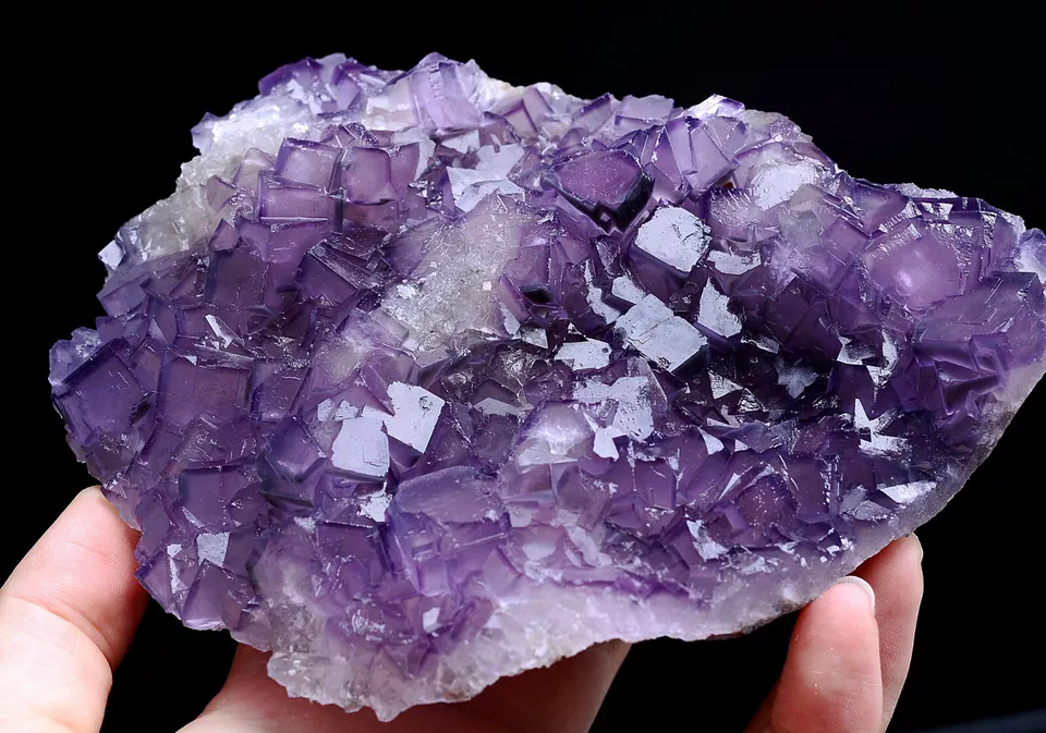 580g Natural Phantom Window Purple Fluorite CRYSTAL CLUSTER Mineral Specimen