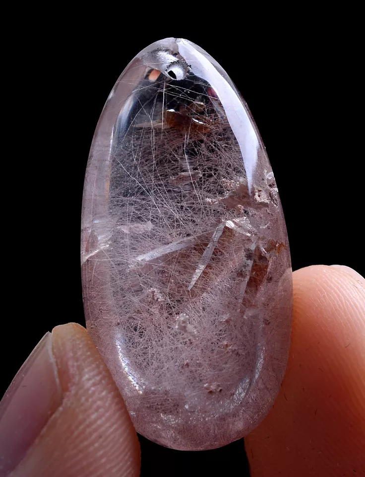 6.1g  Natural Gold Rutilated Quartz Crystal "Stone Inside Stone" Cure Pendant