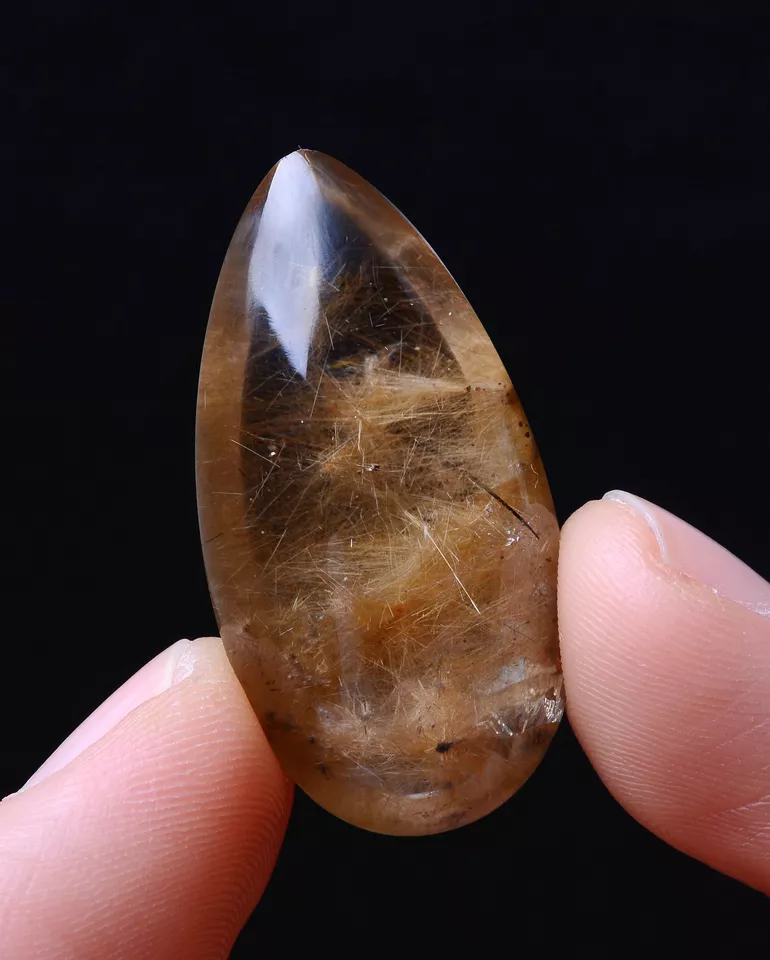 46.2ct Natural Gold Rutilated Quartz Crystal Woman Men Cure Powerful Pendant