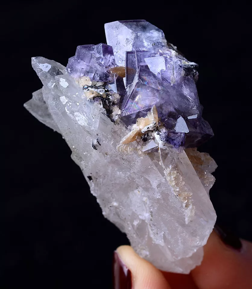 53.25g NEWLY DISCOVERED PURPLE FLUORITE & CRYSTAL SYMBIOTIC MINERAL SAMPLES