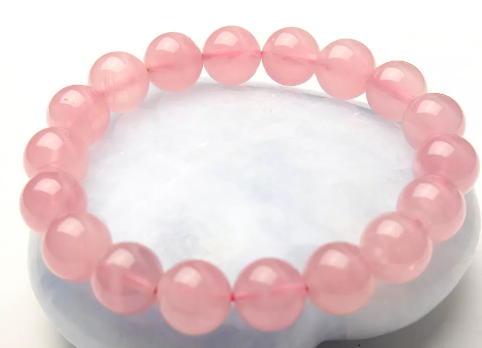 11 mm Natural Madagascar Rose Quartz Crystal Round Beads Madam Gift Bracelet