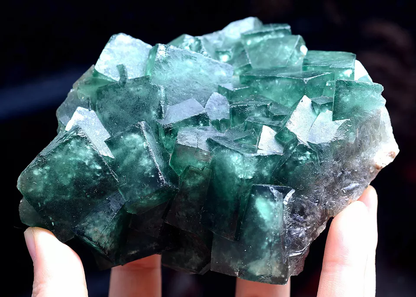 712.g NATURAL Beauty Green Cubic FLUORITE Crystal Cluster Mineral Specimen