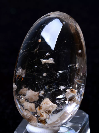 NATURAL CLEAR RUTILATED "STONE INSIDE STONE"QUARTZ CRYSTAL PENDANT HEALING