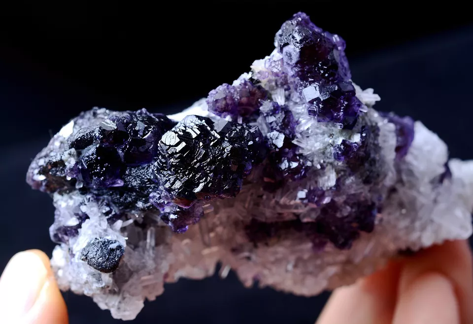 173g Inner Mongolia RARE PURPLE FLUORITE & CRYSTAL SYMBIOTIC MINERAL  SPECIMEN