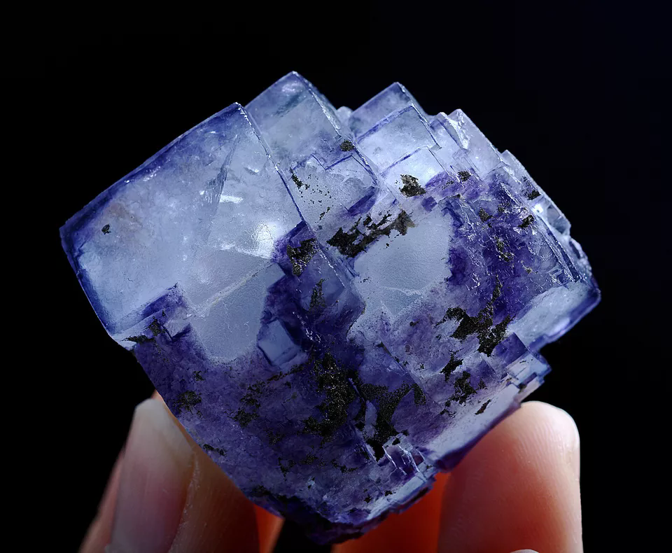 51g Natural Phantom Purple Fluorite & Pyrite Mineral Specimen/Yaogangxian China