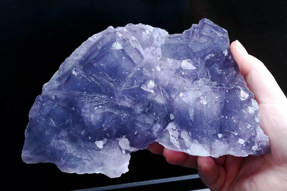 1733g Natural Phantom Window Cube Blue Purple Fluorite Mineral Specimen/ China