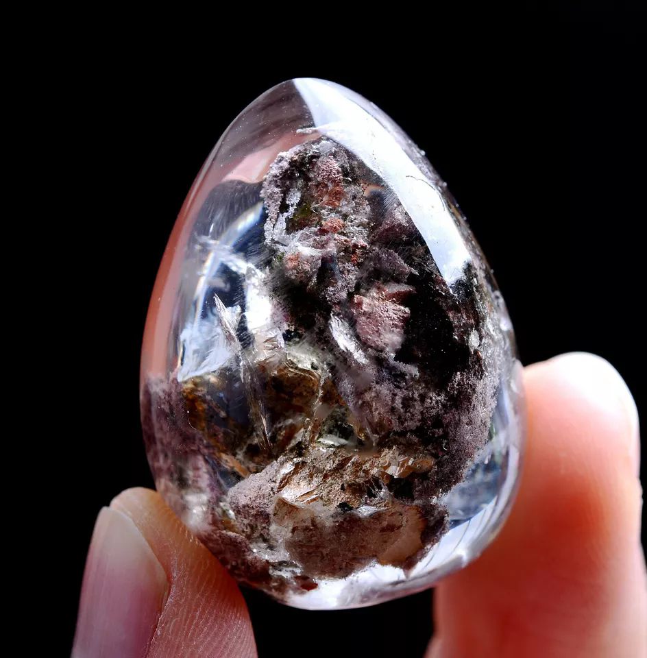 23gNatural Clear Red Ghost Phantom Quartz Crystal Men And Women Pendant Healing