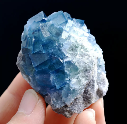 80.g Natural Transparent Phantom Window Blue Cube Fluorite Mineral Specimen