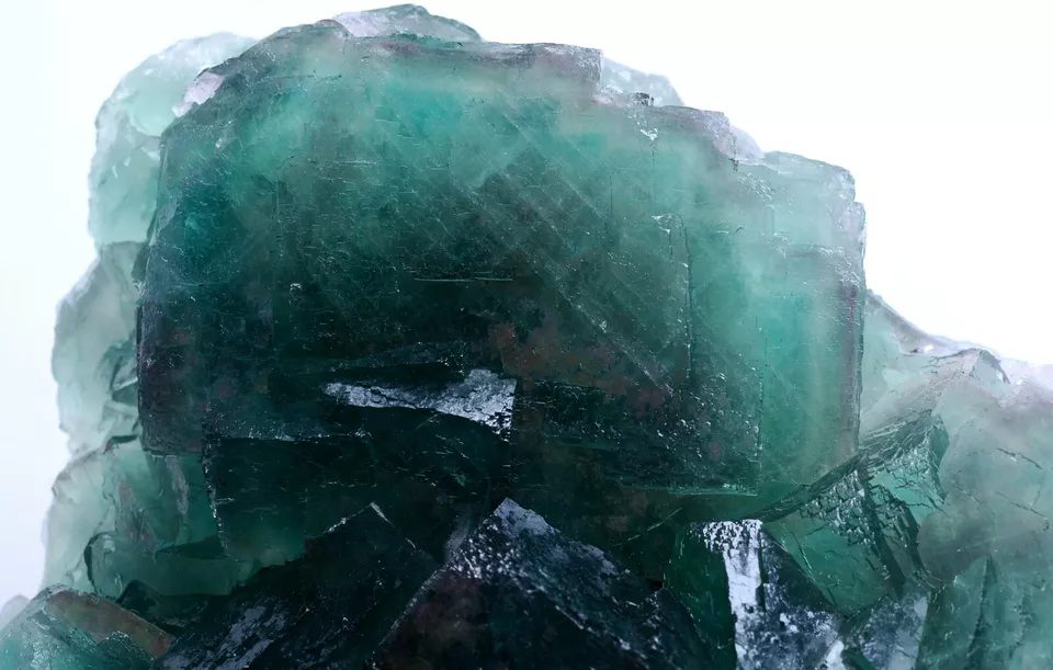 1256g Natural Phantom Window Green Cubic Fluorite CLUSTER Mineral  Specimen