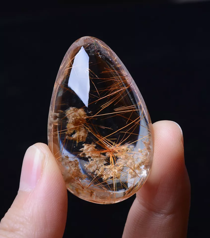 124.70ct Natural Rare Gold Rutilated Quartz Crystal Woman Cure Powerful Pendant