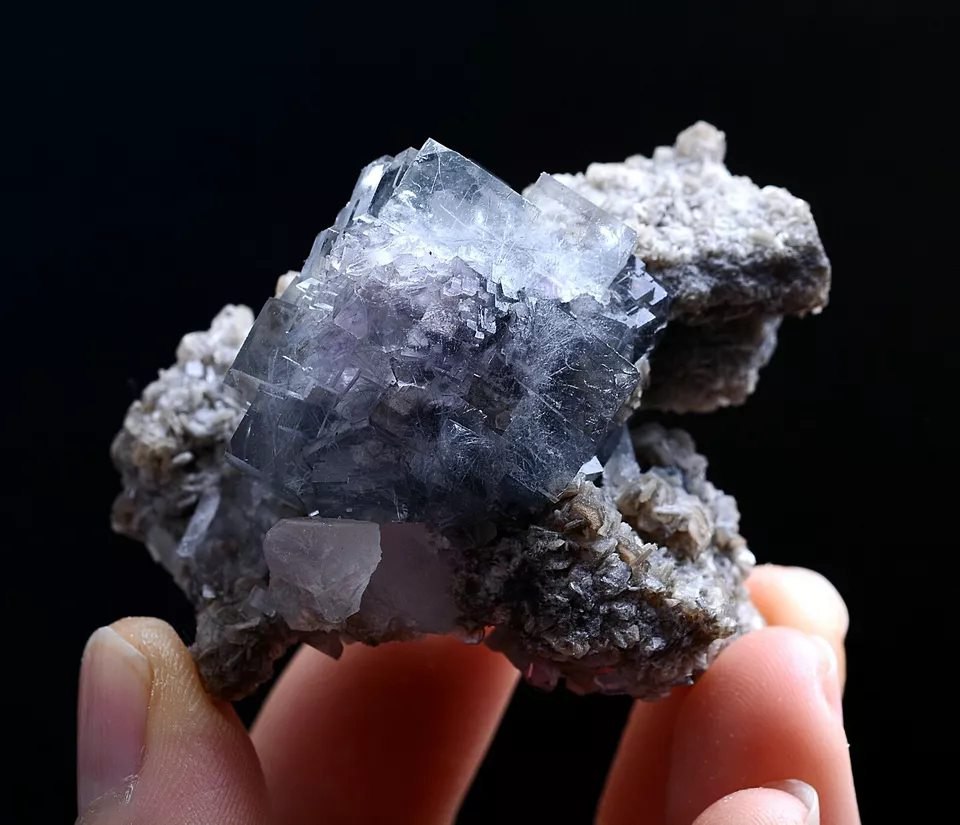 54gNatural Bismuthinite Purple FLUORITE & Dolomite Mineral Specimen/Yaogangxian