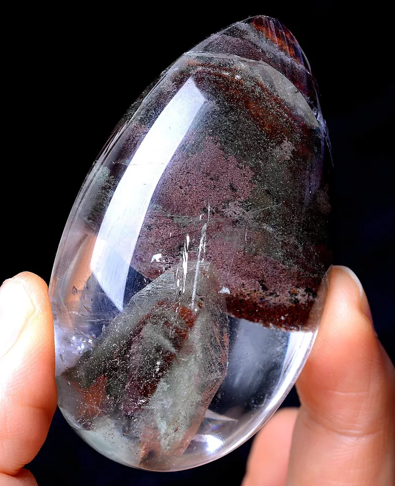 357.95ctNatural Green & Red Phantom Quartz Crystal "Stone Inside Stone" Pendant