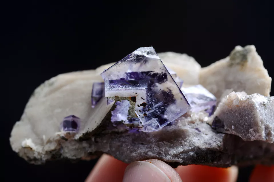 56g Natural  Clear Purple Fluorite Calcite Mineral Specimen / Yaogangxian China