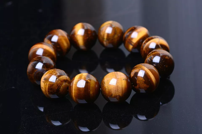 18mm Natural Brazil Yellow Tiger's Eye Men Gemstone Round Beads Men Bracelet