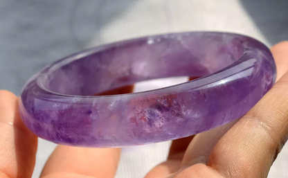 Natural Lavender Amethyst Crystal Woman Healing  Bangle Inner Diameter 59mm