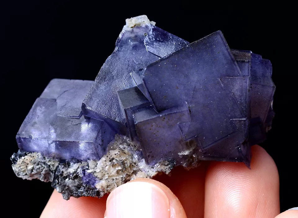 48g TRANSPARENT GEM LEVEL PURPLE CUBE FLUORITE CRYSTAL MINERAL SPECIMEN