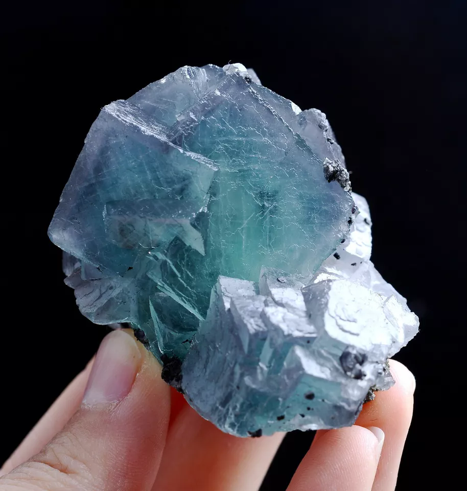 186gNatural Phantom Window Green Purple Cubic Fluorite CLUSTER Mineral Specimen