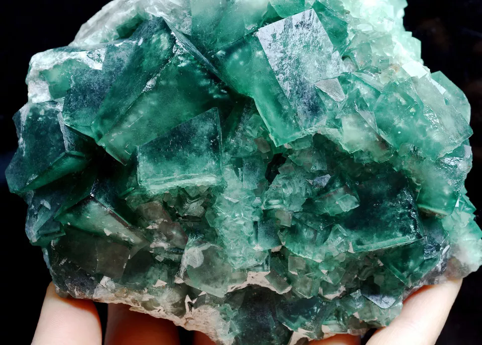 NATURAL Beauty Green Cubic FLUORITE Crystal Cluster Mineral Specimen 1178.g