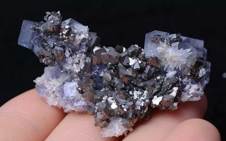 25.42g NATURAL PURPLE FLUORITE & ARSENOPYRITE SYMBIOTIC MINERAL SPECIMEN