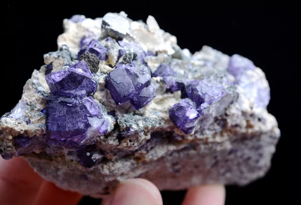 212gNatural Purple Fluorite &Arsenopyrite Crystal Mineral Specimen/Yaogang xian