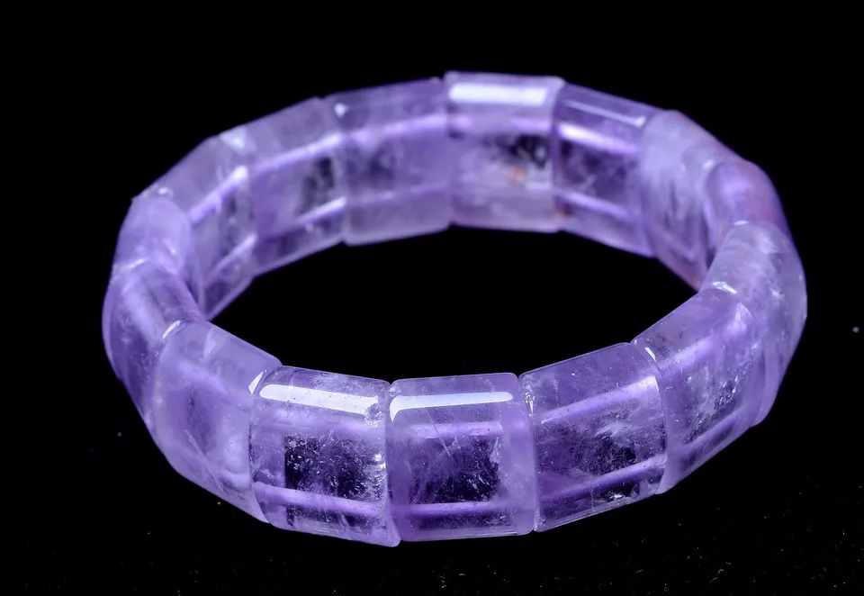 Natural Lavender Amethyst Crystal Woman Cure Bangle Inner Diameter 53mm Elastic