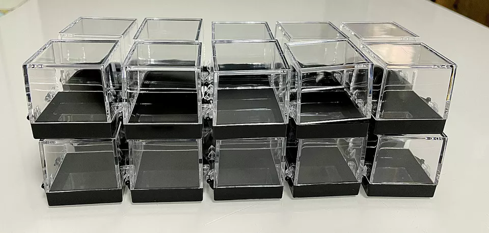 12pcs Acrylic Display Box Mineral Specimen Jewelry Square Collecting Case