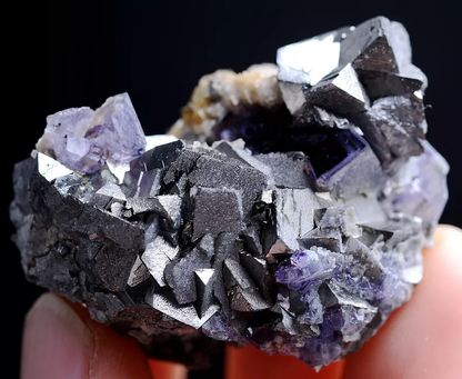 64g Natura Purple FLUORITE Arsenopyrite Calcite Mineral Specimen/Yaogang xian