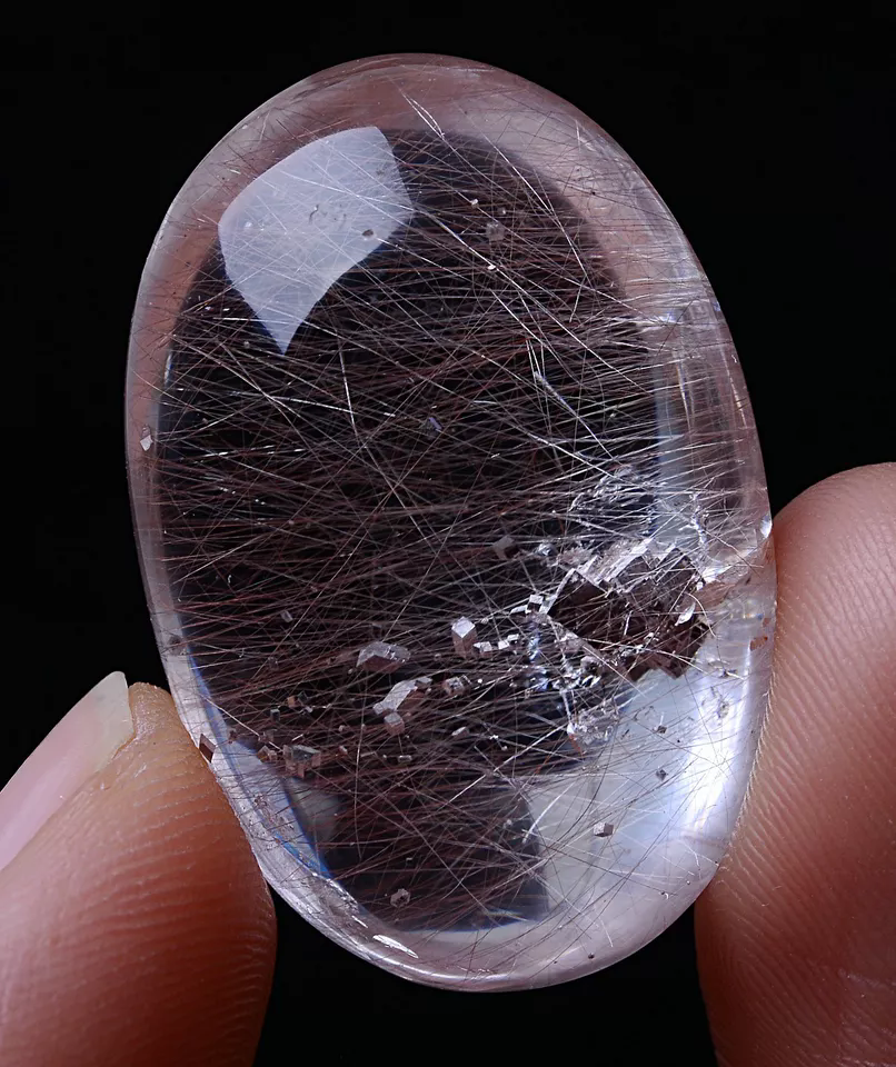 Natural Rare Healing Calcite Hair Quartz Crystal Madam And Men Pendant  65.10ct