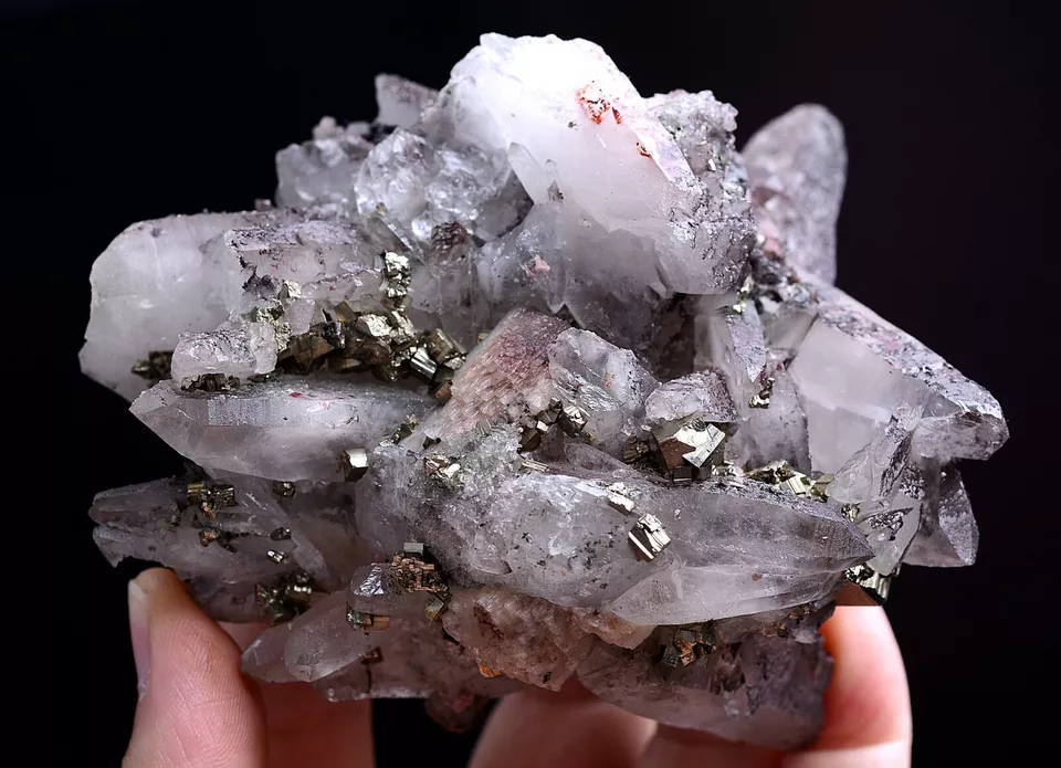 367g Natural Crystal Cluster & Chalcopyrite Calcite Symbiotic Mineral Specimen