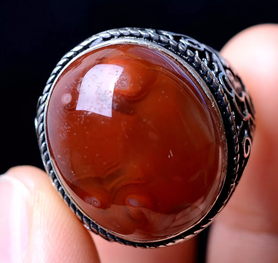 22.5*18*11mm Natural South Red Agate Gemstone Men And Women Adjustable Ring