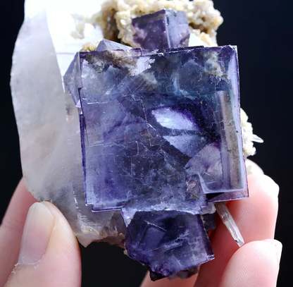 159g Natural Window Purple Fluorite Crystal Mineral Specimen /Yaogangxian China