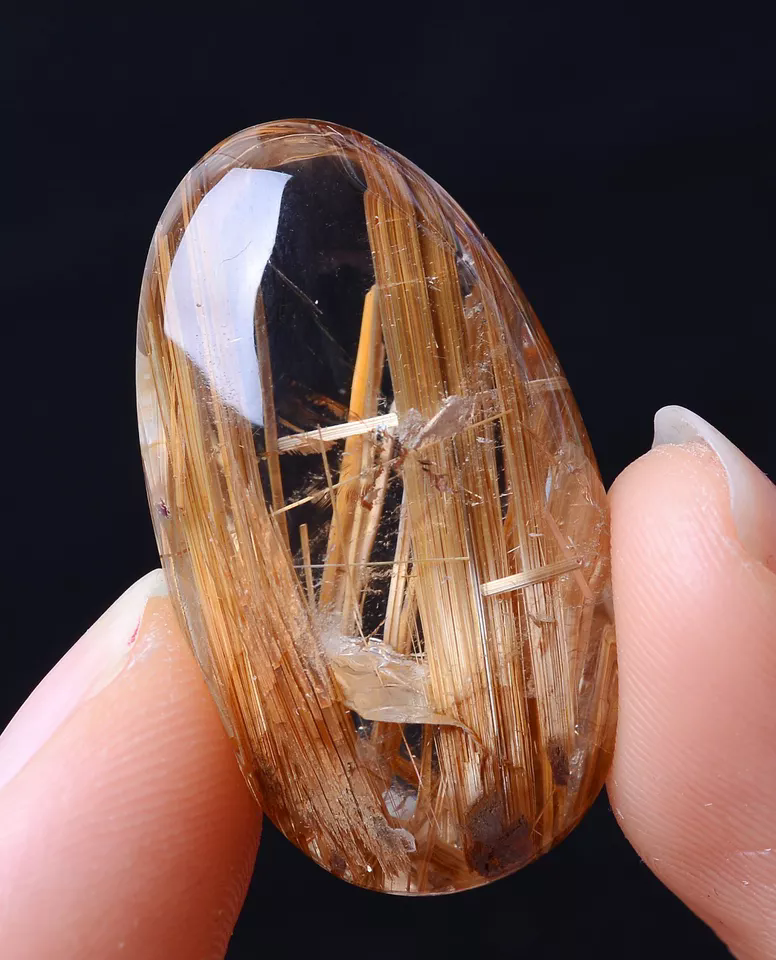 44.30CT NATURAL GOLD RUTILATED QUARTZ CRYSTAL WOMAN MEN CURE POWERFUL  PENDANT