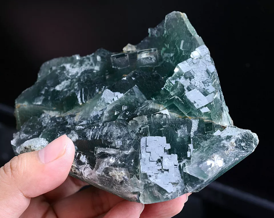 899.0g NATURAL Clear Green Cubic FLUORITE Crystal Cluster Mineral Specimen China