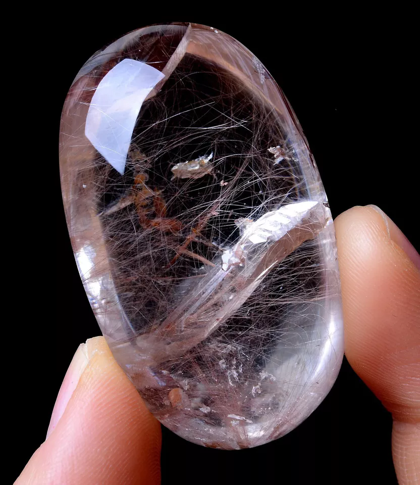 196.90ctNatural Clear Gold Rutilated "Stone Inside Stone"Quartz Crystal  Pendant