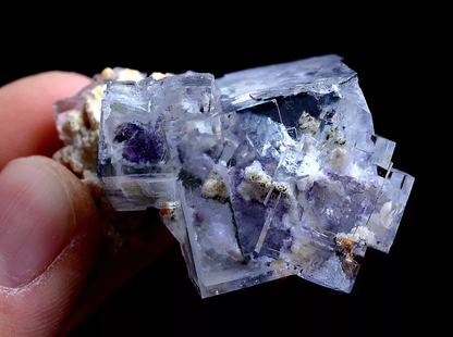 26.5g RARE! Transparent PURPLE CUBIC FLUORITE MINERAL SPECIMEN/YaoGangXian