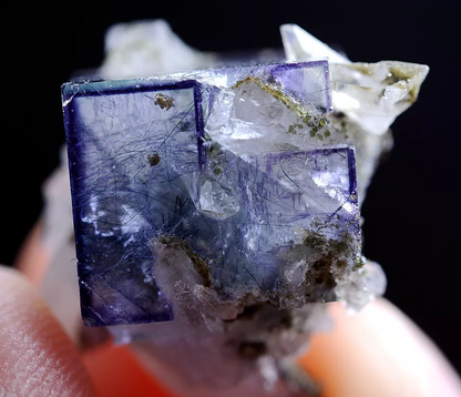 5.6gNatural Bismuthinite Purple FLUORITE & Pyrite Mineral Specimen/Yaogangxian