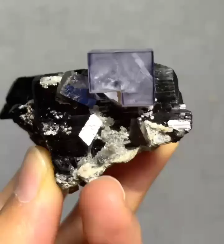 99gNatural Purple Fluorite Wolframite Arsenopyrite Mineral Specimen/Yaogangxian