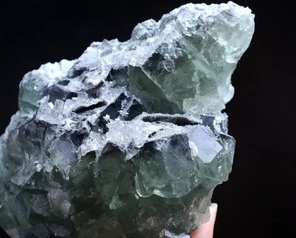 449g Natural Clear Green Fluorite & Crystal Mineral Specimen/Xianghualing China