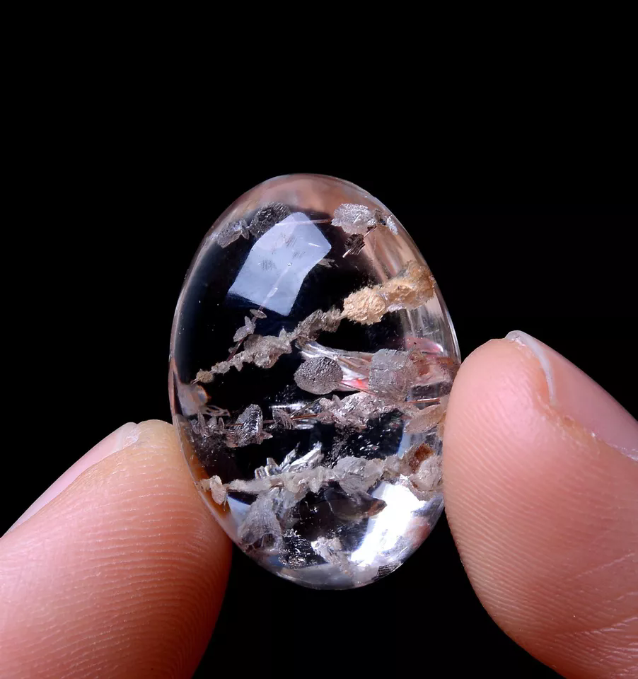 29.8ct RARE NATURAL Clear Mica Quartz "Stone in Stone" Crystal Pendant Specimen