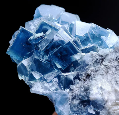 185.0g Natural Transparent Window Blue Cube Fluorite CLUSTER Mineral Specimen