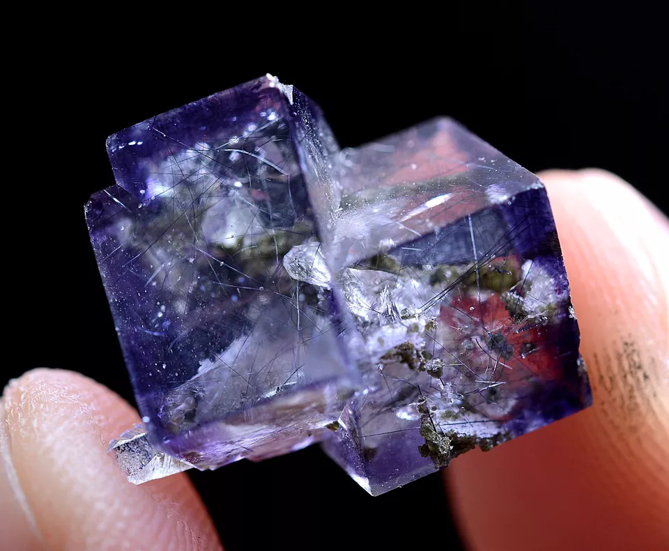 3.5gNatural Bismuthinite Purple FLUORITE  Crystal Mineral Specimen/ Yaogangxian