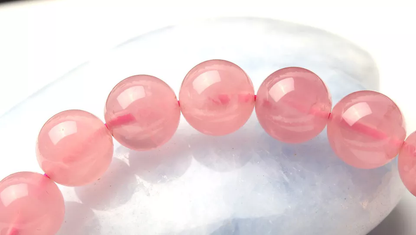 11 mm Natural Madagascar Rose Quartz Crystal Round Beads Madam Gift Bracelet