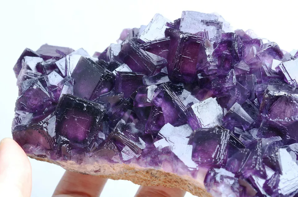 514g NEWLY DISCOVERED RARE PURPLE FLUORITE CRYSTAL CLUSTER MINERAL  SAMPLES