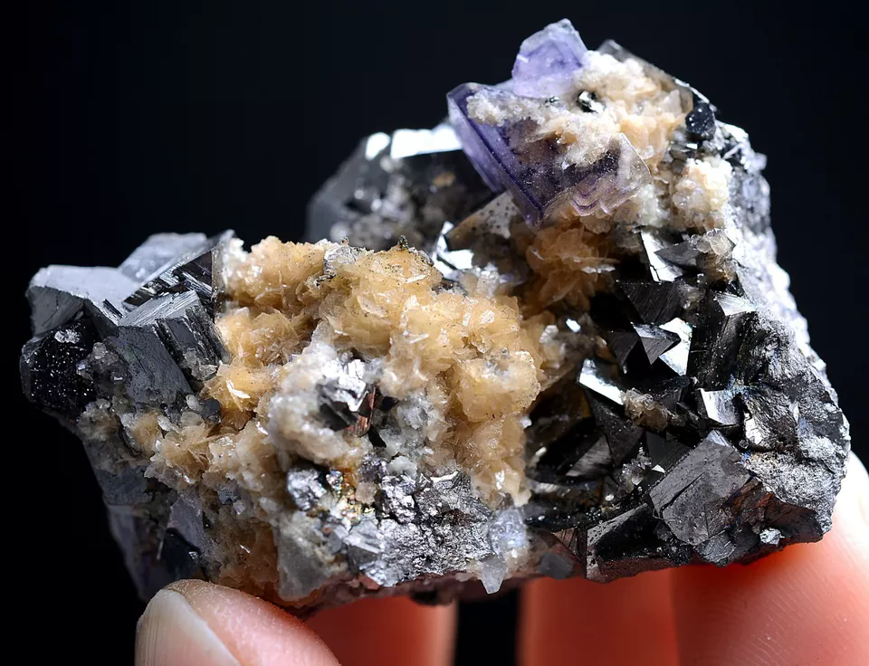 64g Natura Purple FLUORITE Arsenopyrite Calcite Mineral Specimen/Yaogang xian