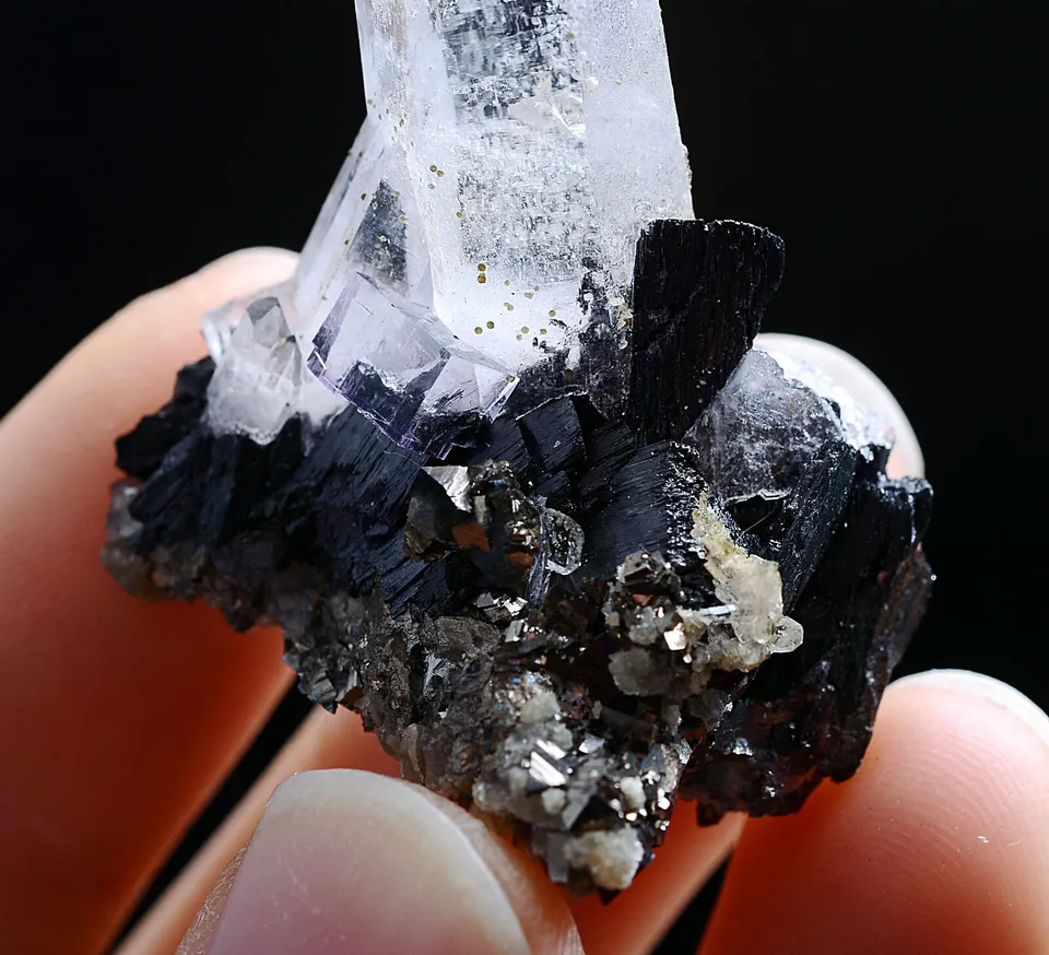 21g Natural Purple Fluorite Arsenopyrite Crystal Mineral Specimen/Yaogang xian