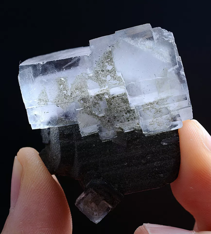 51g Natura Clear FLUORITE & Wolframite Mineral Specimen/Yaogangxian  China